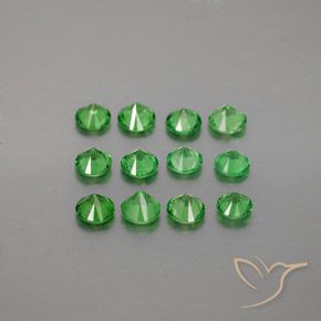 Gemas de granate tsavorita Verde intenso natural de 2.36 ct, Corte Redondo, VVS-VS