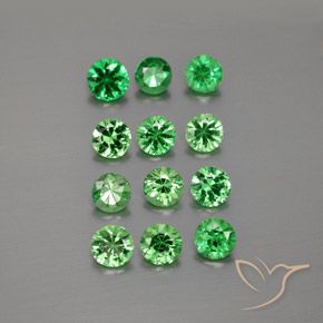 Gemas de Granate tsavorita Verde medio natural de 2.94 ct, Redondo, VVS-VS