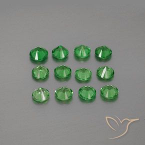 Gemas de Granate tsavorita Verde medio natural de 2.94 ct, Redondo, VVS-VS