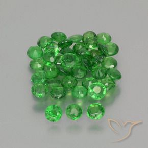 Gemas de Granate tsavorita Verde medio natural de 2.37 ct, Redondo, VS-SI