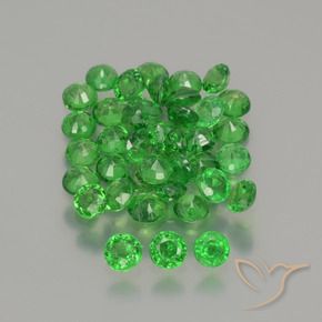 Gemas de Granate tsavorita Verde medio natural de 2.76 ct, Redondo, VS-SI