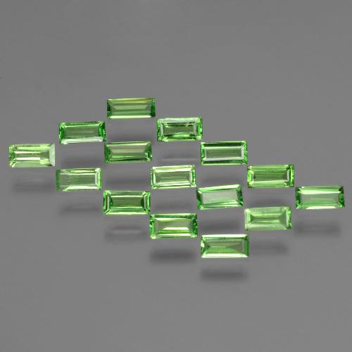 Gemas de granate tsavorita Verde vivo natural de 1.54 ct, Corte Baguette, VS