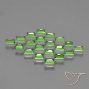 Gemas de Granate tsavorita Verde vivo natural de 1.60 ct, Corte Baguette, VS