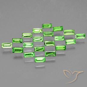 Gemas de Granate tsavorita Verde vivo natural de 2.19 ct, Corte Baguette, VS