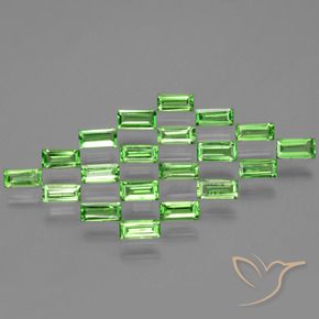 Gemas de Granate tsavorita Verde vivo natural de 2.08 ct, Corte Baguette, VS
