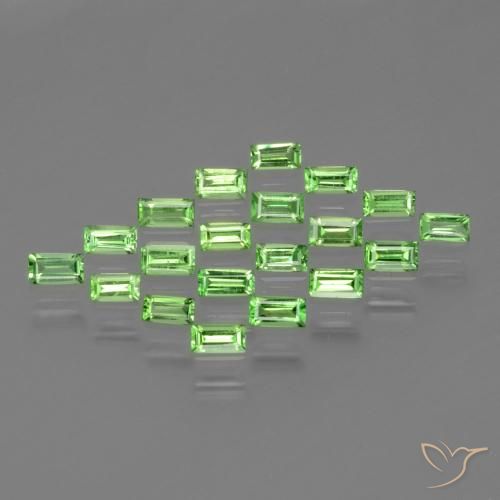 Gemas de Granate tsavorita Verde vivo natural de 1.18 ct, Corte Baguette, VS