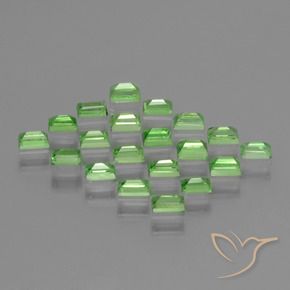 Gemas de Granate tsavorita Verde vivo natural de 1.73 ct, Corte Baguette, VS