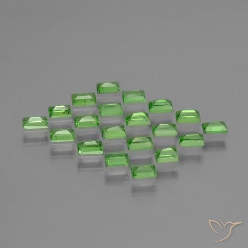 Gemas de Granate tsavorita Verde vivo natural de 1.57 ct, Corte Baguette, VS