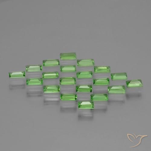 Gemas de Granate tsavorita Verde vivo natural de 1.08 ct, Corte Baguette, VS