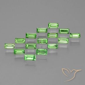 Gemas de Granate tsavorita Verde vivo natural de 2.40 ct, Corte Baguette, VS