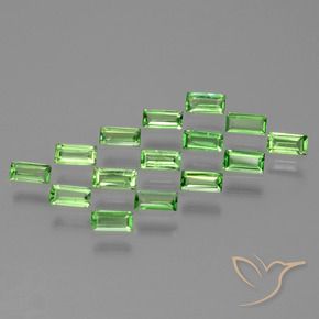 Gemas de Granate tsavorita Verde vivo natural de 1.46 ct, Corte Baguette, VS