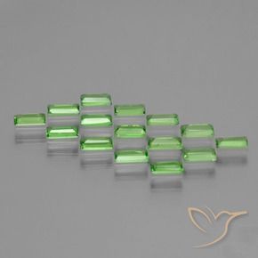 Gemas de Granate tsavorita Verde vivo natural de 1.46 ct, Corte Baguette, VS
