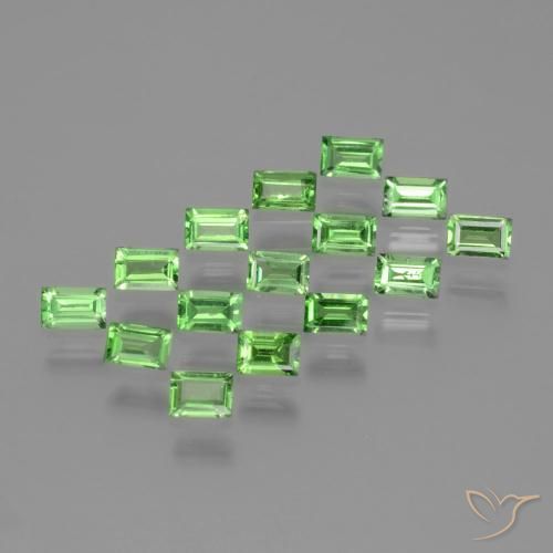 Gemas de Granate tsavorita Verde vivo natural de 1.48 ct, Corte Baguette, VS