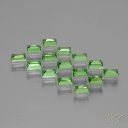 Gemas de Granate tsavorita Verde vivo natural de 1.48 ct, Corte Baguette, VS