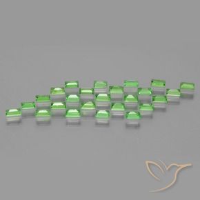 Gemas de Granate tsavorita Verde vivo natural de 1.99 ct, Corte Baguette, VS