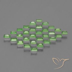 Gemas de Granate tsavorita Verde vivo natural de 1.89 ct, Corte Baguette, VS