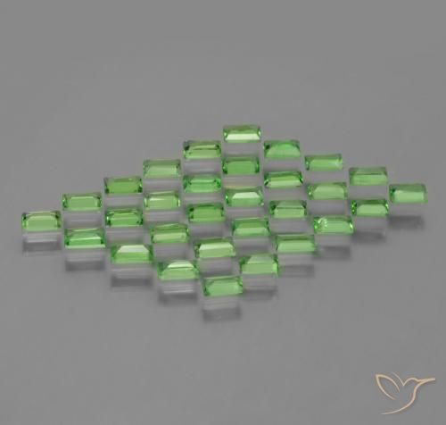 Gemas de Granate tsavorita Verde vivo natural de 1.97 ct, Corte Baguette, VS