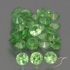 Gemas de Granate tsavorita Verde vivo natural de 2.51 ct, Redondo, VS