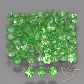 Gemas de Granate tsavorita Verde vivo natural de 4.78 ct, Redondo, VS