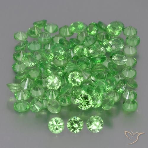 Gemas de Granate tsavorita Verde vivo natural de 4.76 ct, Redondo, VS