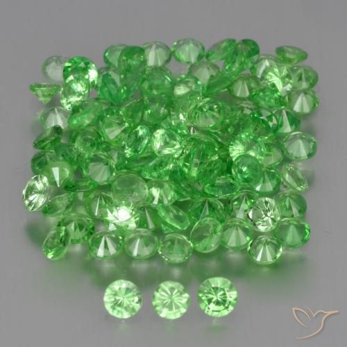Gemas de Granate tsavorita Verde vivo natural de 4.90 ct, Redondo, VS