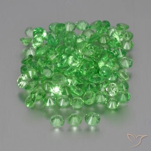 Gemas de Granate tsavorita Verde vivo natural de 4.90 ct, Redondo, VS