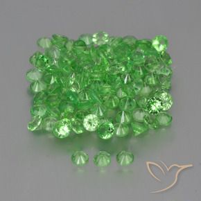 Gemas de Granate tsavorita Verde vivo natural de 4.13 ct, Redondo, VS