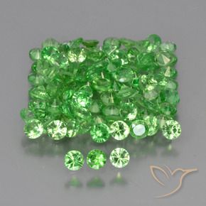 Gemas de Granate tsavorita Verde vivo natural de 4.13 ct, Redondo, VS