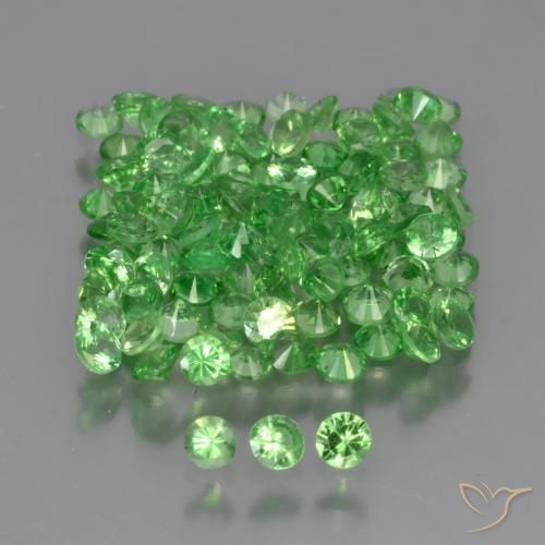 Gemas de Granate tsavorita Verde claro natural de 4.91 ct, Redondo, VS