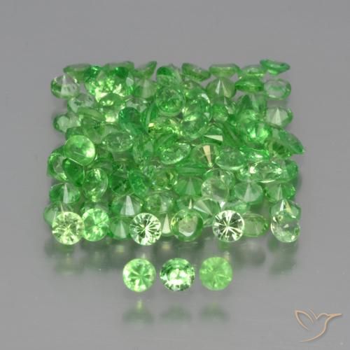 Gemas de Granate tsavorita Verde vivo natural de 3.98 ct, Redondo, VS