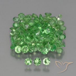 Gemas de Granate tsavorita Verde medio natural de 4.09 ct, Redondo, VS
