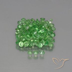 Gemas de Granate tsavorita Verde medio natural de 4.09 ct, Redondo, VS