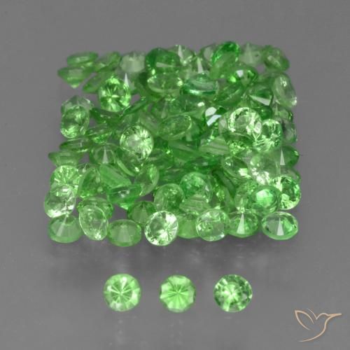 Gemas de Granate tsavorita Verde vivo natural de 4.10 ct, Redondo, VS
