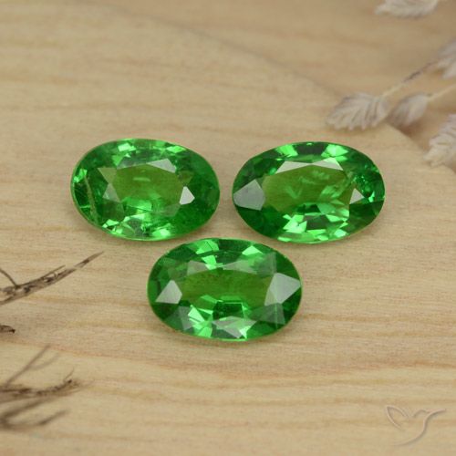Gemas de granate tsavorita verde natural de 1,30 ct, corte óvalo, VS