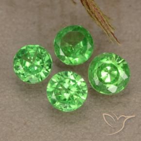 Gemas de Granate tsavorita Verde vivo natural de 1.04 ct, Redondo, VVS-VS