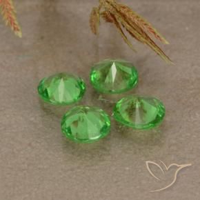 Gemas de Granate tsavorita Verde vivo natural de 1.04 ct, Redondo, VVS-VS