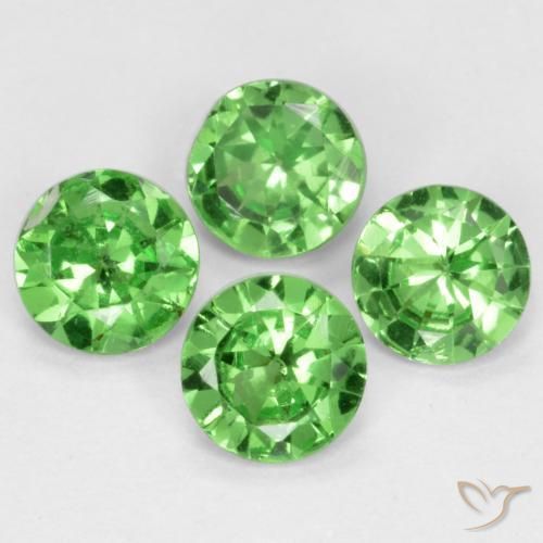 Gemas de Granate tsavorita Verde claro natural de 1.08 ct, Redondo, VS