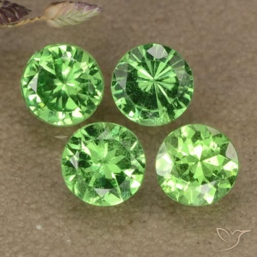 Gemas de granate tsavorita verde natural de 1,19 ct, corte redondo, VS