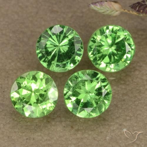 Gemas de granate tsavorita verde natural de 1,19 ct, corte redondo, VS