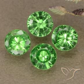 Gemas de granate tsavorita Verde vivo natural de 1.03 ct, Corte Redondo, VS