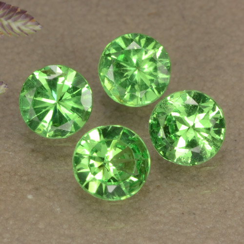 Gemas de granate tsavorita verde natural de 0,85 ct, corte redondo, VS