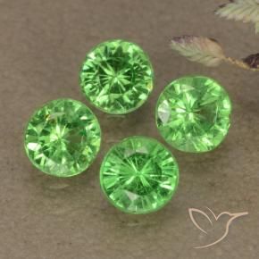 Gemas de Granate tsavorita Verde vivo natural de 0.94 ct, Redondo, VS
