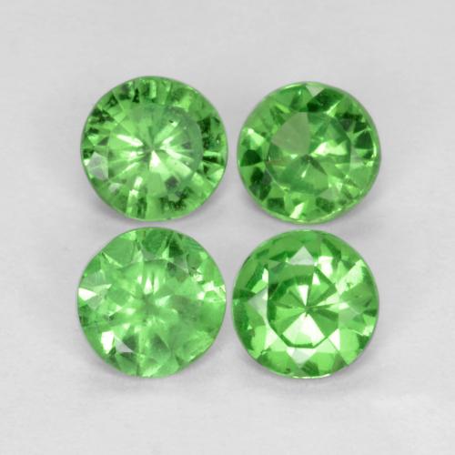 Gemas de granate tsavorita Verde medio natural de 0.93 ct, Corte Redondo, VS