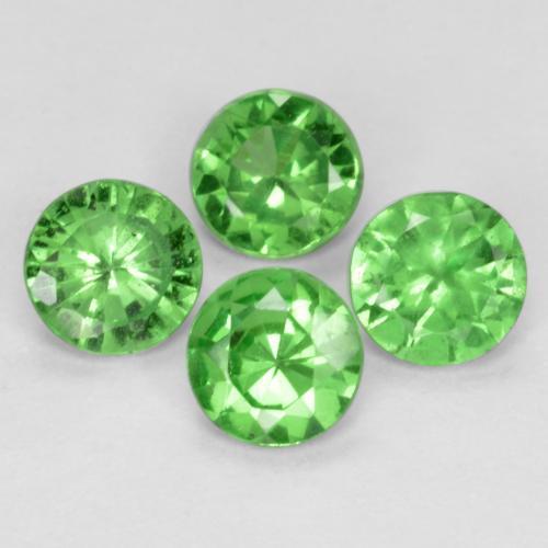 Gemas de granate tsavorita Verde medio natural de 0.93 ct, Corte Redondo, VS