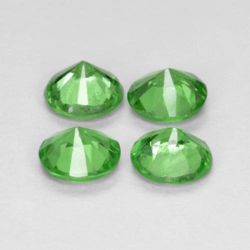 Gemas de granate tsavorita Verde medio natural de 0.93 ct, Corte Redondo, VS