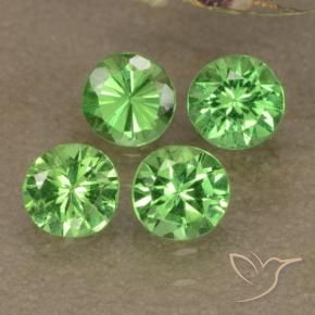 Gemas de Granate tsavorita Verde vivo natural de 0.93 ct, Redondo, VS