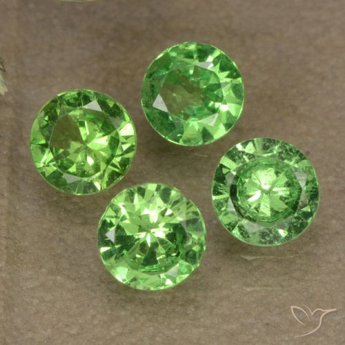 Gemas de granate tsavorita Verde vivo natural de 0.98 ct, Corte Redondo, VS