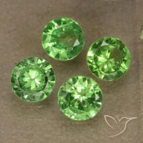 Gemas de granate tsavorita Verde vivo natural de 0.98 ct, Corte Redondo, VS