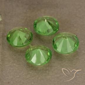 Gemas de granate tsavorita Verde vivo natural de 0.98 ct, Corte Redondo, VS