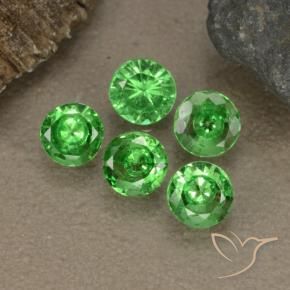 Gemas de granate tsavorita verde natural de 1,28 ct, corte redondo, VS